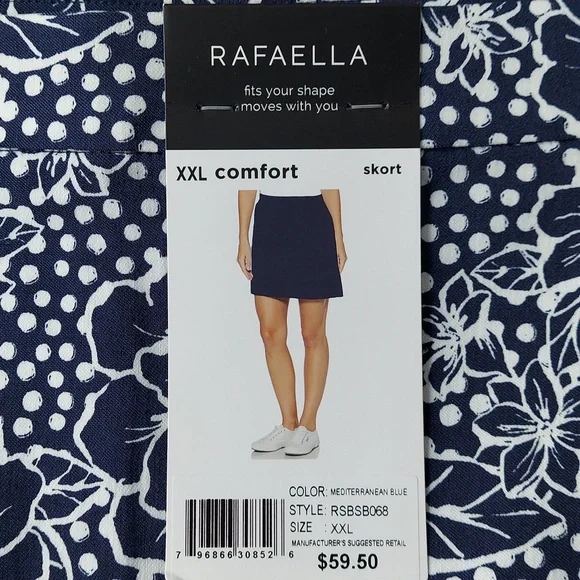 *๐ Rafaella Comfortable Stretchy Skort Mediterranean Blue Floral, Size XXL, NEW - Picture 2 of 9
